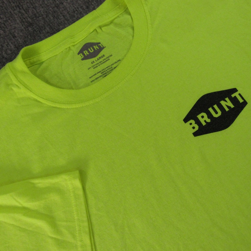 Brunt‎ T-Shirt Mens 4XL Neon Yellow Short Sleeve Logo Workwear Trades Contractor